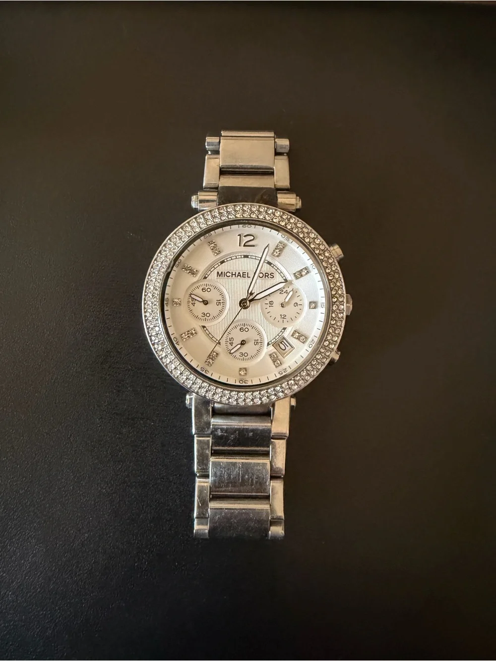 Michael Kors Silver Crystal-Accented Bracelet Watch-Women’s